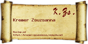Kremer Zsuzsanna névjegykártya